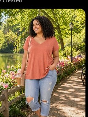 TORRID Girlfriend Signature Jersey V-Neck Tee in Aragon - Size  1